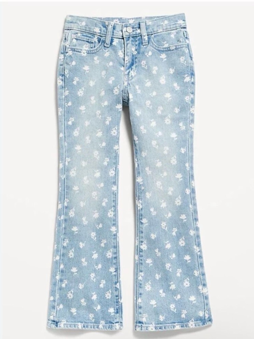 Old Navy Girls Light Wash Flare Printed Jeans Stretch 10